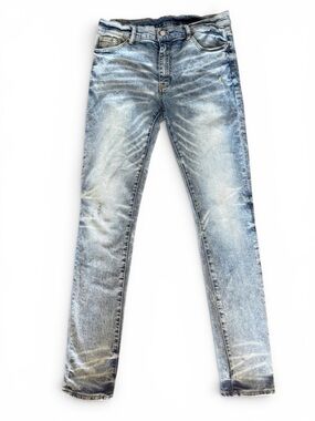 MNML 33x34 Light Wash Distressed Skinny Jeans Stretch Denim Men’s Vintage Fade